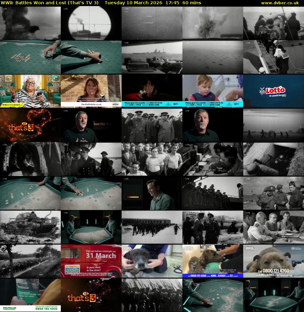 WWII: Battles Won and Lost (That's TV 3) Tuesday 10 March 2026 17:45 - 18:45