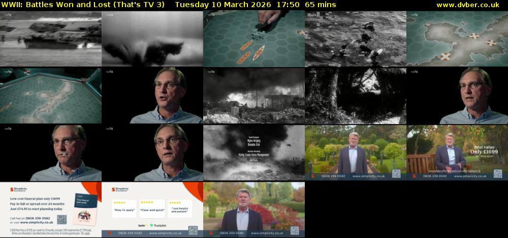 WWII: Battles Won and Lost (That's TV 3) Tuesday 10 March 2026 17:50 - 18:55