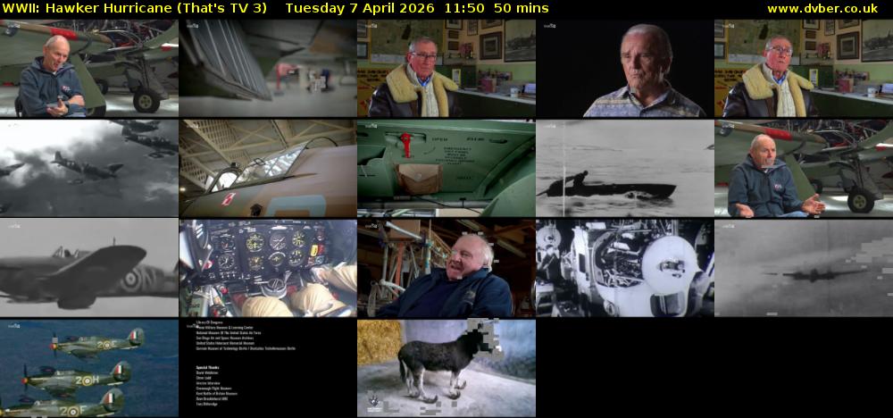 WWII: Hawker Hurricane (That's TV 3) Tuesday 7 April 2026 11:50 - 12:40