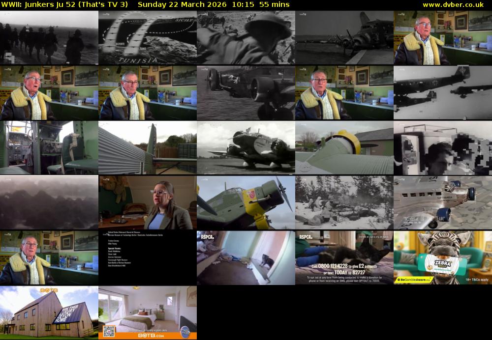 WWII: Junkers Ju 52 (That's TV 3) Sunday 22 March 2026 10:15 - 11:10