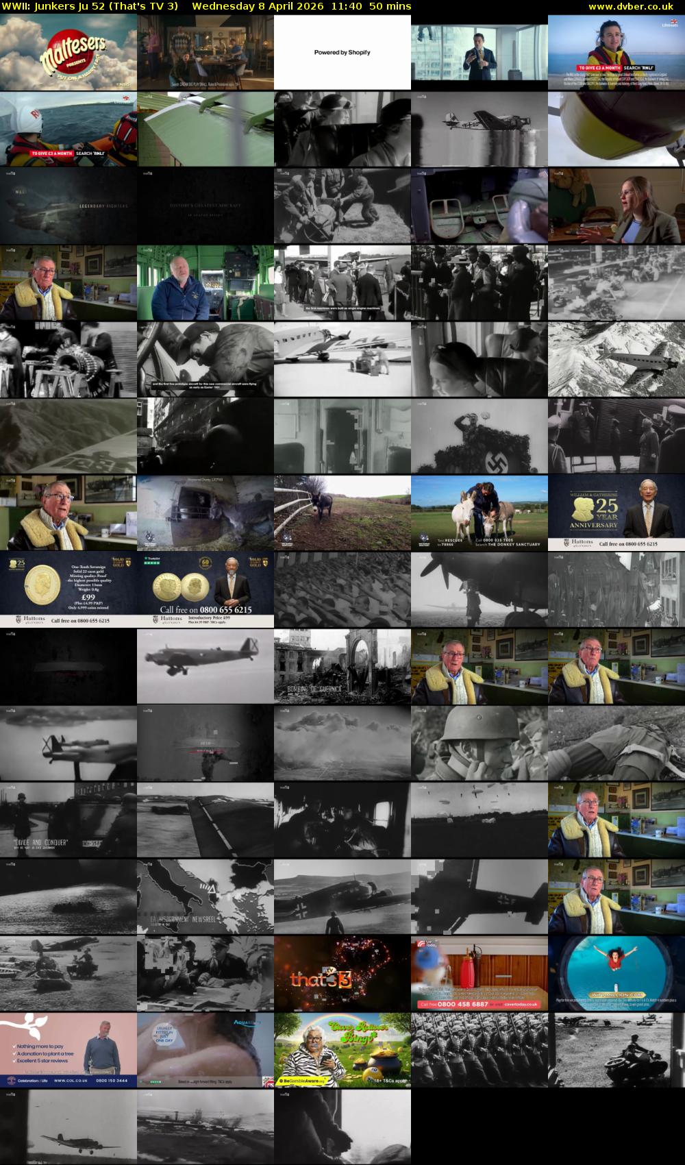 WWII: Junkers Ju 52 (That's TV 3) Wednesday 8 April 2026 11:40 - 12:30