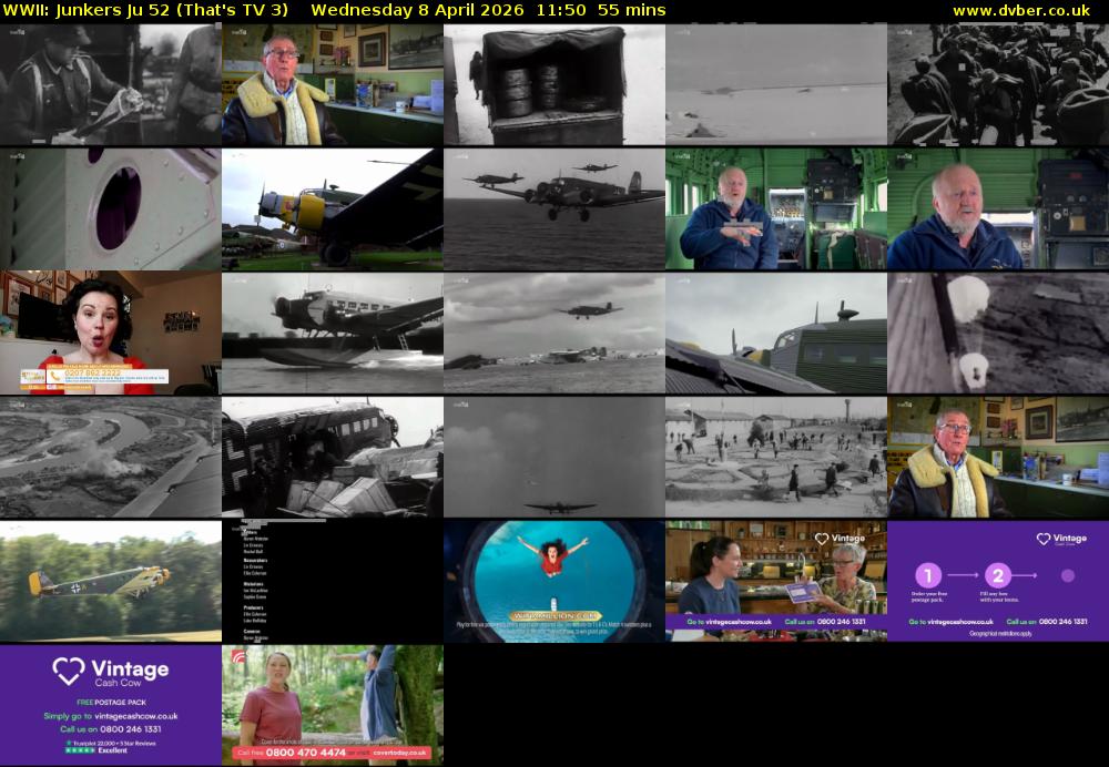 WWII: Junkers Ju 52 (That's TV 3) Wednesday 8 April 2026 11:50 - 12:45
