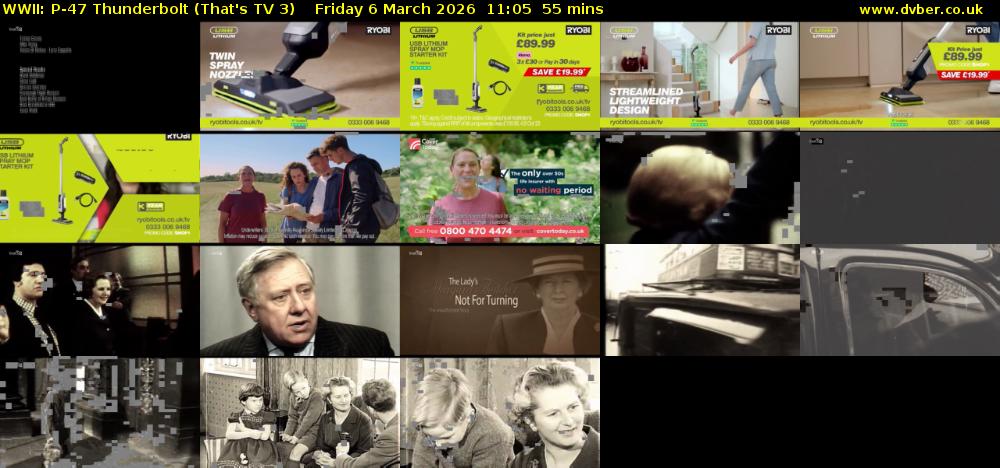 WWII: P-47 Thunderbolt (That's TV 3) Friday 6 March 2026 11:05 - 12:00