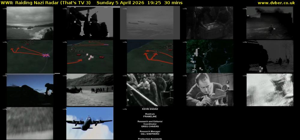WWII: Raiding Nazi Radar (That's TV 3) Sunday 5 April 2026 19:25 - 19:55