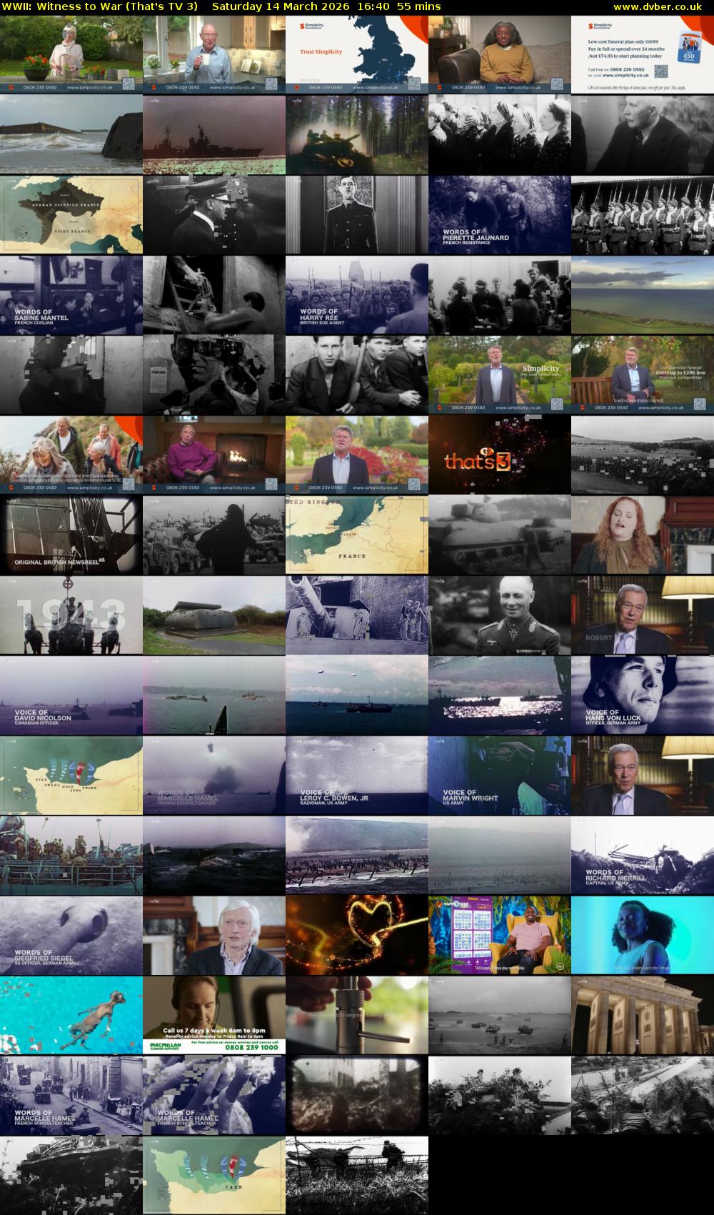 WWII: Witness to War (That's TV 3) Saturday 14 March 2026 16:40 - 17:35