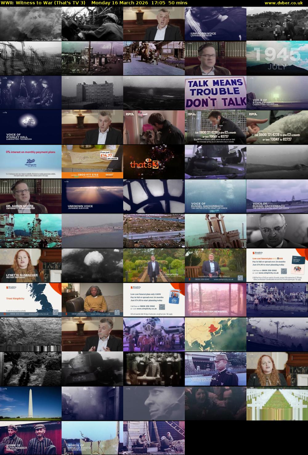 WWII: Witness to War (That's TV 3) Monday 16 March 2026 17:05 - 17:55