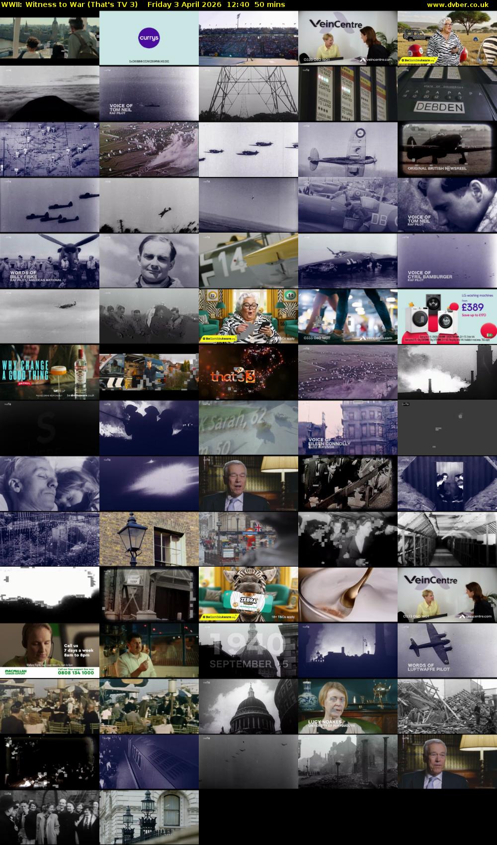 WWII: Witness to War (That's TV 3) Friday 3 April 2026 12:40 - 13:30