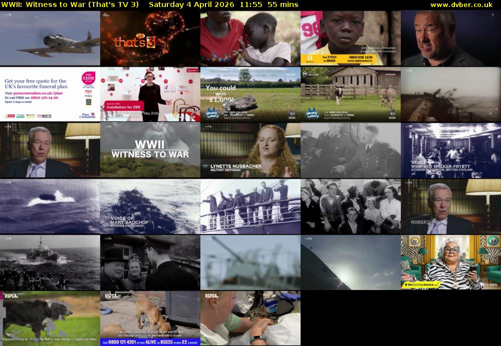 WWII: Witness to War (That's TV 3) Saturday 4 April 2026 11:55 - 12:50