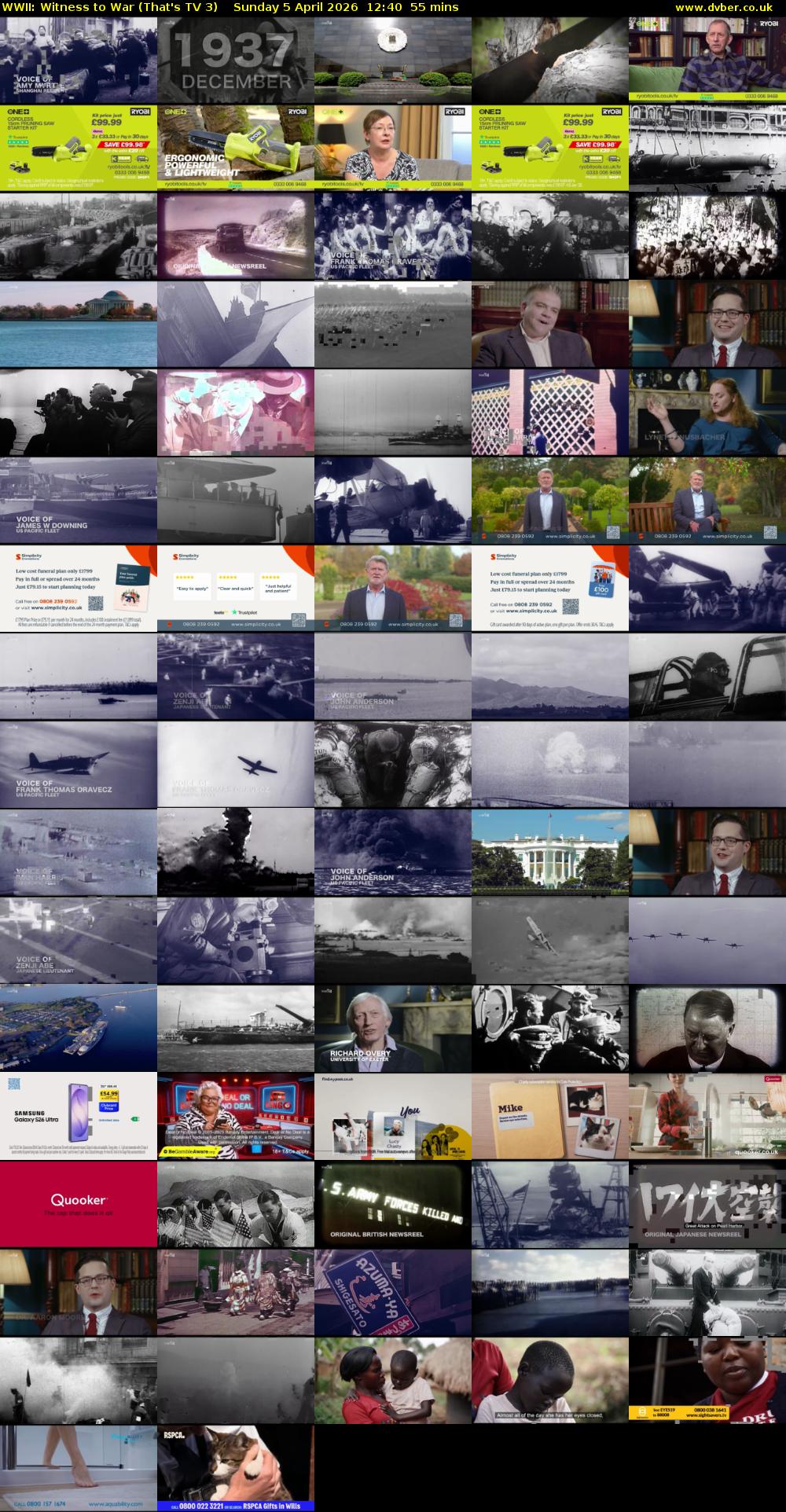 WWII: Witness to War (That's TV 3) Sunday 5 April 2026 12:40 - 13:35