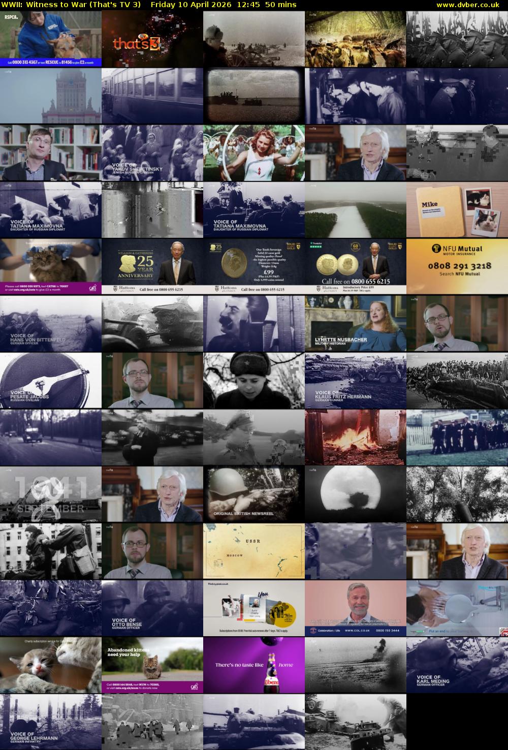 WWII: Witness to War (That's TV 3) Friday 10 April 2026 12:45 - 13:35