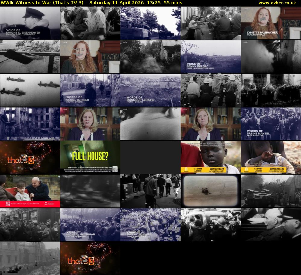 WWII: Witness to War (That's TV 3) Saturday 11 April 2026 13:25 - 14:20