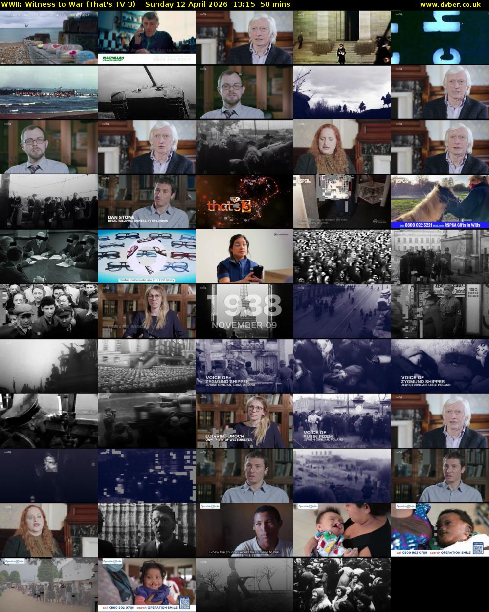 WWII: Witness to War (That's TV 3) Sunday 12 April 2026 13:15 - 14:05