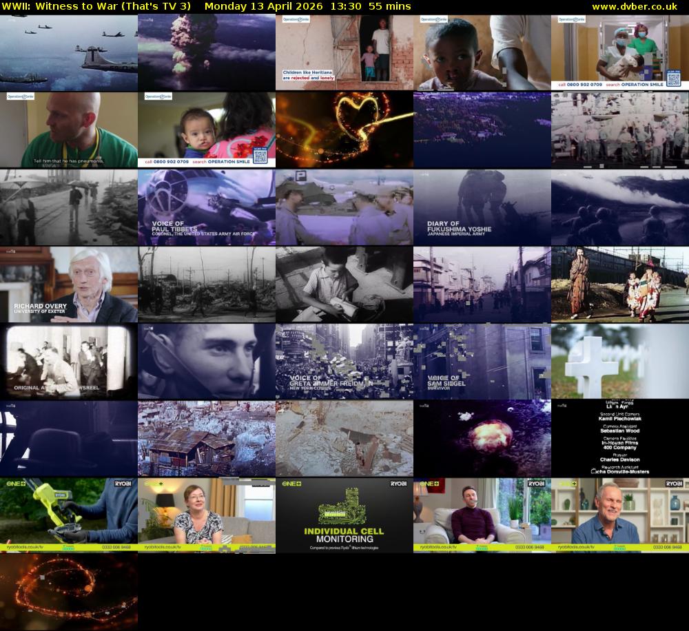 WWII: Witness to War (That's TV 3) Monday 13 April 2026 13:30 - 14:25