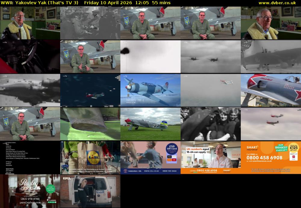 WWII: Yakovlev Yak (That's TV 3) Friday 10 April 2026 12:05 - 13:00