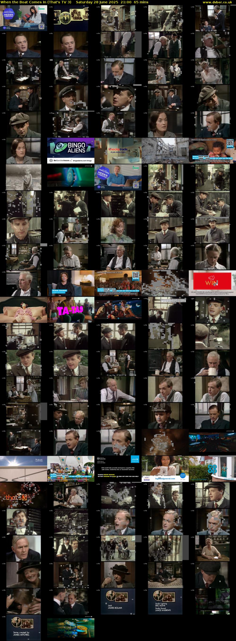 When the Boat Comes In (That's TV 3) Saturday 28 June 2025 21:00 - 22:05