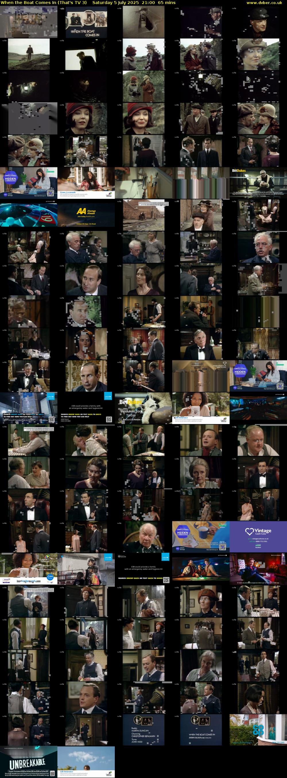 When the Boat Comes In (That's TV 3) Saturday 5 July 2025 21:00 - 22:05