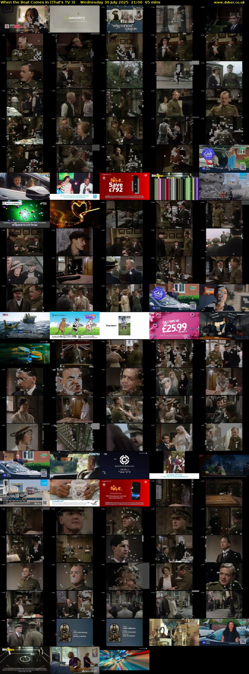 When the Boat Comes In (That's TV 3) Wednesday 30 July 2025 21:00 - 22:05