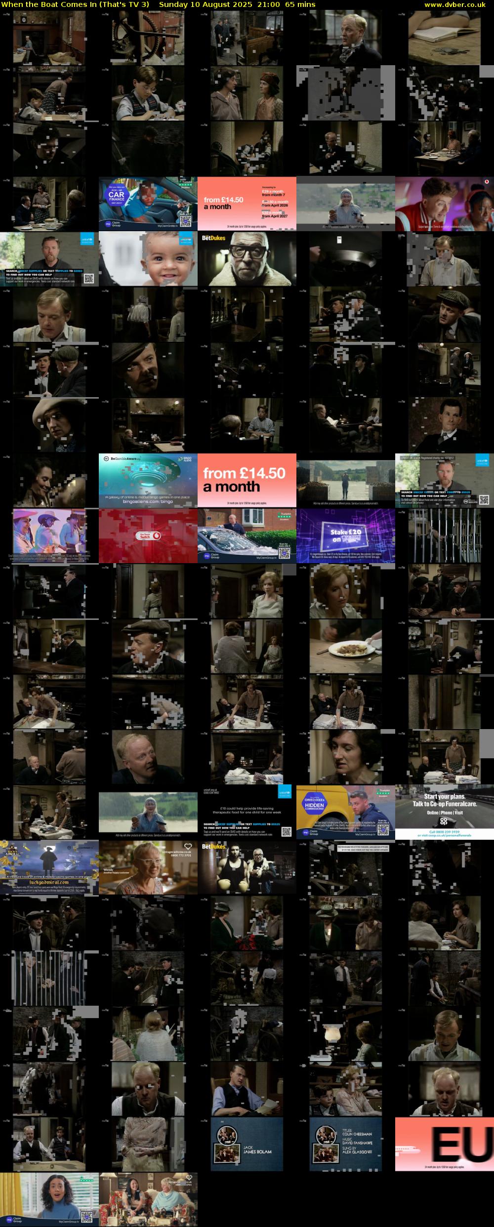When the Boat Comes In (That's TV 3) Sunday 10 August 2025 21:00 - 22:05