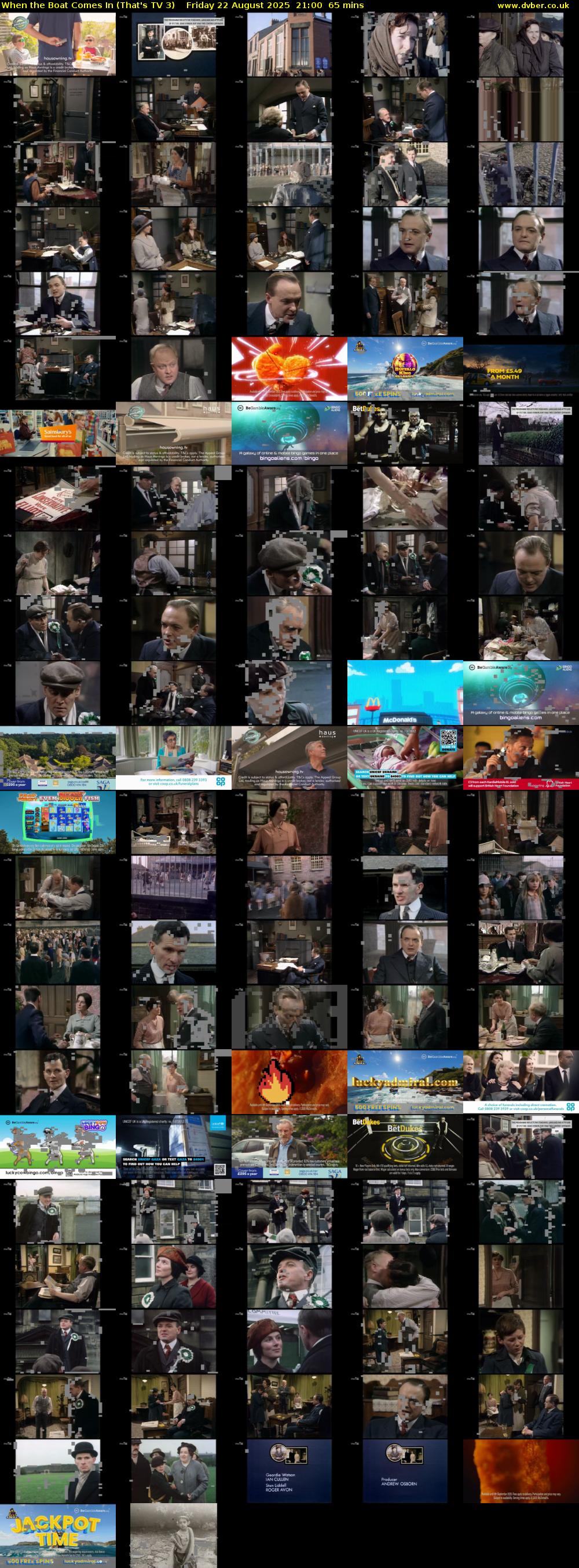 When the Boat Comes In (That's TV 3) Friday 22 August 2025 21:00 - 22:05