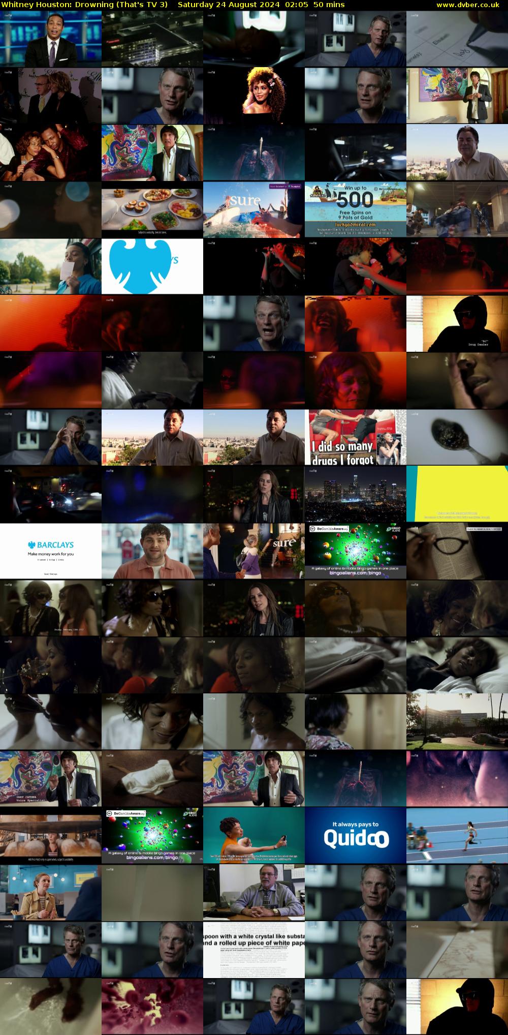 Whitney Houston: Drowning (That's TV 3) Saturday 24 August 2024 02:05 - 02:55
