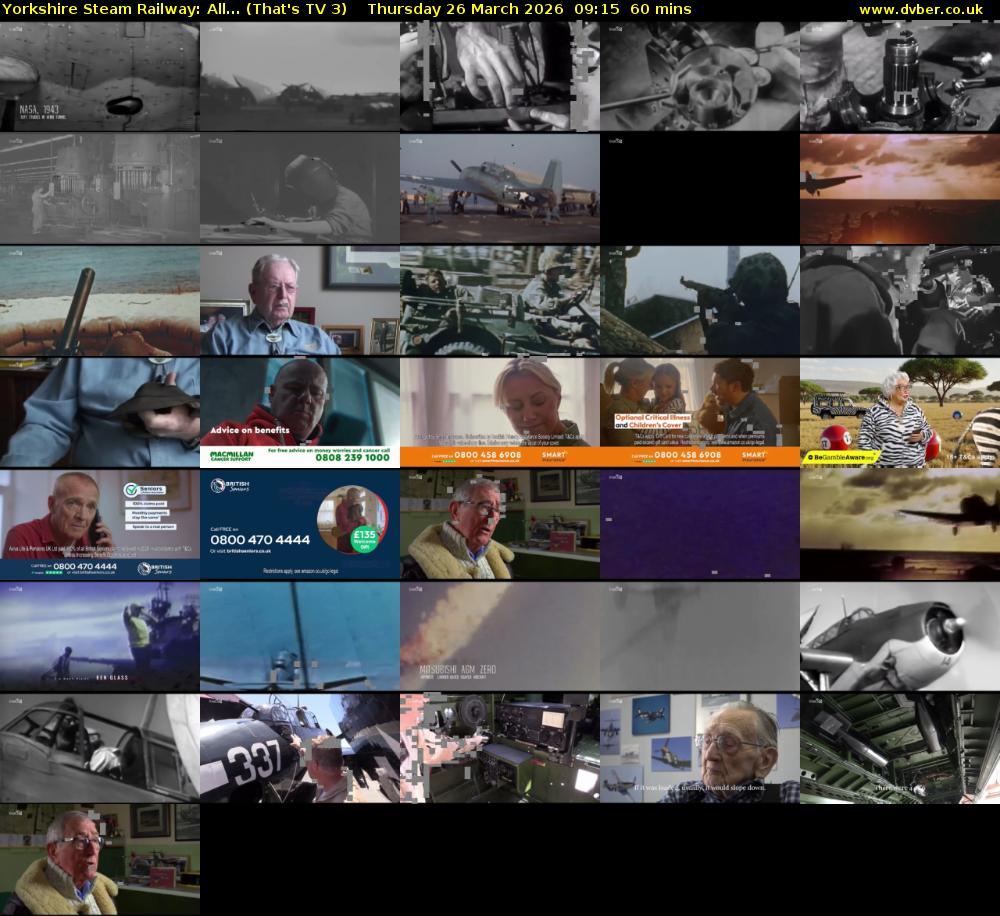 Yorkshire Steam Railway: All... (That's TV 3) Thursday 26 March 2026 09:15 - 10:15