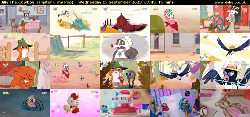 Billy The Cowboy Hamster (Tiny Pop) Wednesday 13 September 2023 07:45 - 08:00
