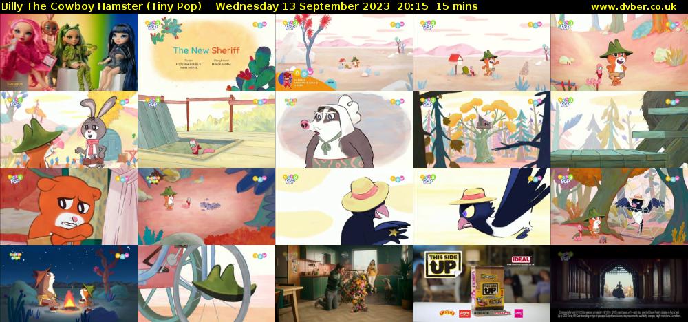 Billy The Cowboy Hamster (Tiny Pop) Wednesday 13 September 2023 20:15 - 20:30
