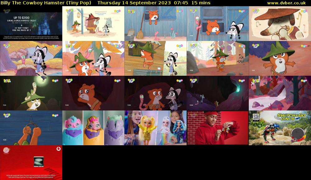 Billy The Cowboy Hamster (Tiny Pop) Thursday 14 September 2023 07:45 - 08:00
