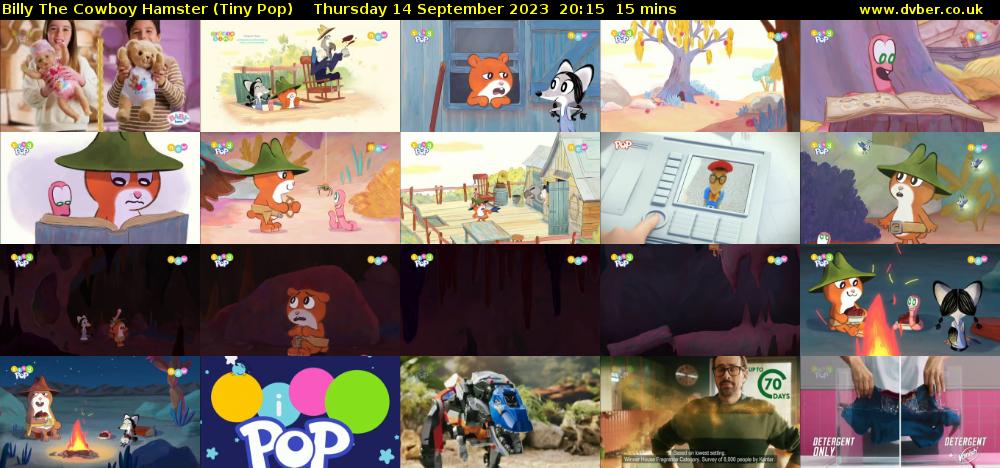 Billy The Cowboy Hamster (Tiny Pop) Thursday 14 September 2023 20:15 - 20:30