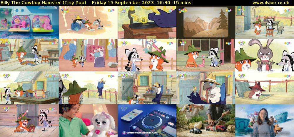 Billy The Cowboy Hamster (Tiny Pop) Friday 15 September 2023 16:30 - 16:45
