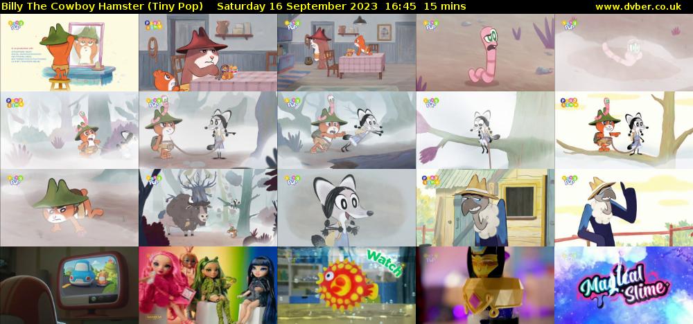 Billy The Cowboy Hamster (Tiny Pop) Saturday 16 September 2023 16:45 - 17:00