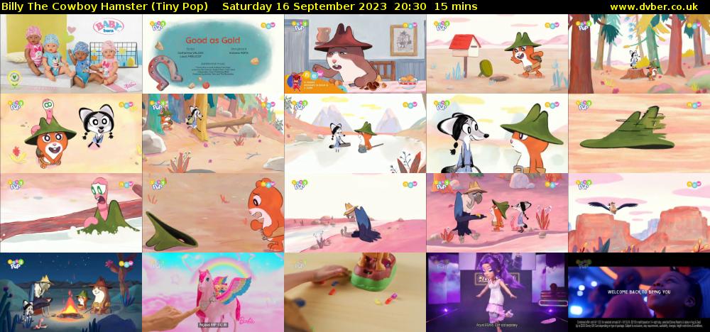 Billy The Cowboy Hamster (Tiny Pop) Saturday 16 September 2023 20:30 - 20:45