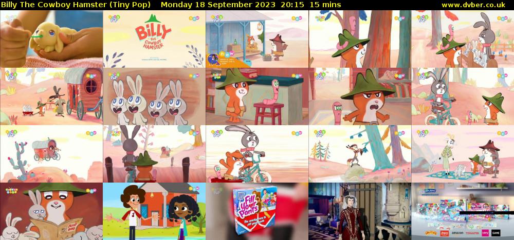 Billy The Cowboy Hamster (Tiny Pop) Monday 18 September 2023 20:15 - 20:30