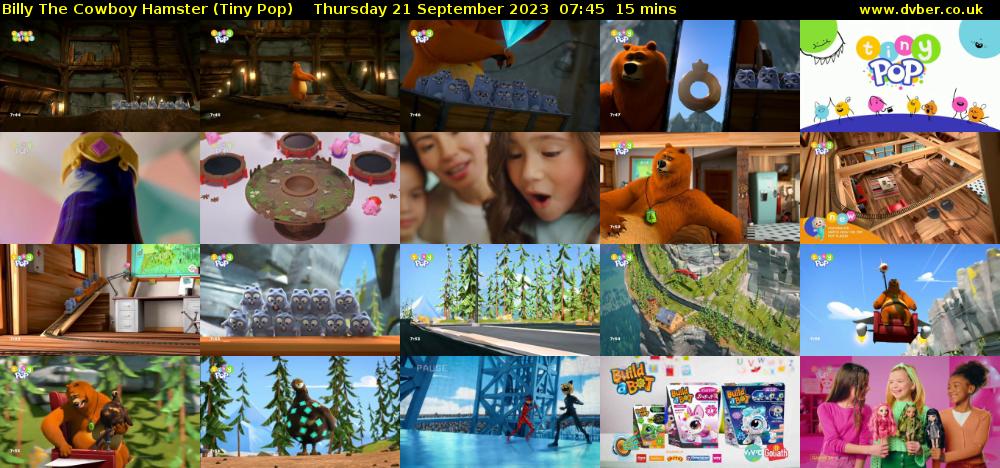 Billy The Cowboy Hamster (Tiny Pop) Thursday 21 September 2023 07:45 - 08:00