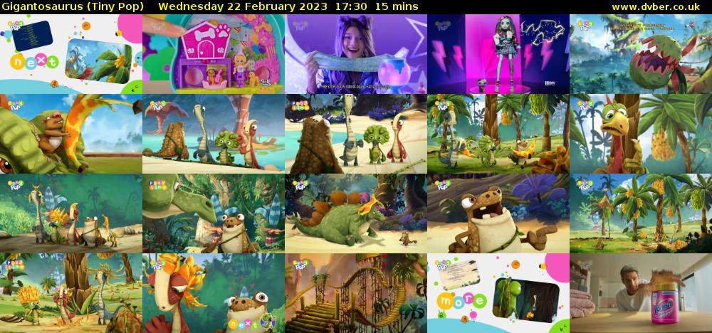 Gigantosaurus (Tiny Pop) Wednesday 22 February 2023 17:30 - 17:45