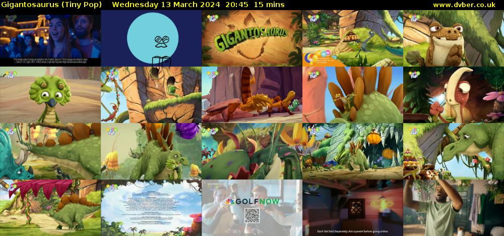 Gigantosaurus (Tiny Pop) Wednesday 13 March 2024 20:45 - 21:00