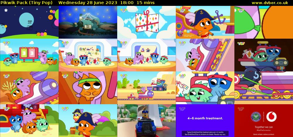 Pikwik Pack (Tiny Pop) Wednesday 28 June 2023 18:00 - 18:15