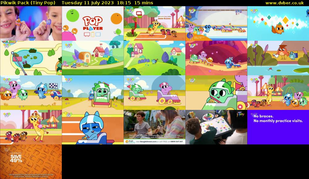 Pikwik Pack (Tiny Pop) Tuesday 11 July 2023 18:15 - 18:30