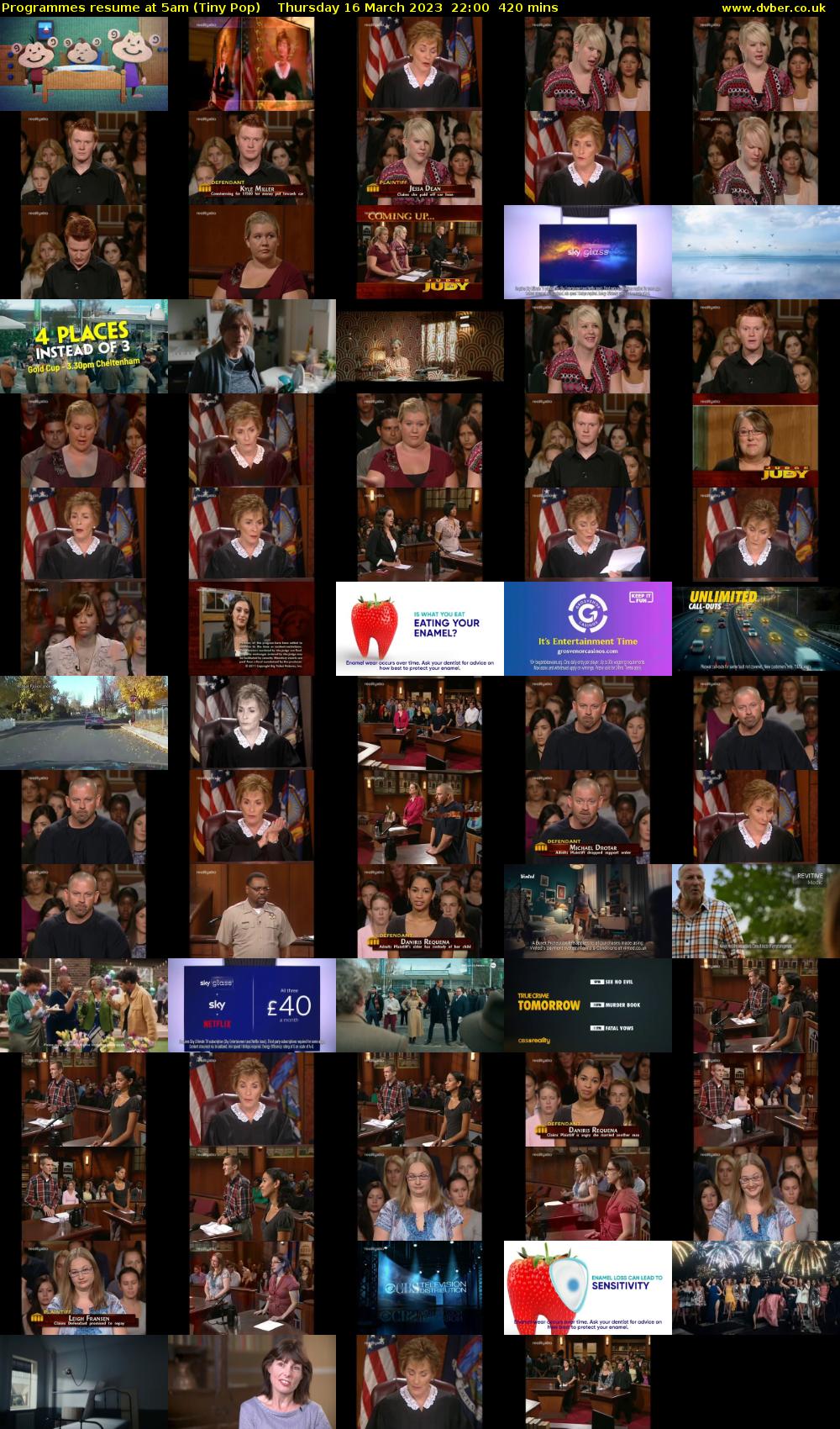 Programmes resume at 5am (Tiny Pop) Thursday 16 March 2023 22:00 - 05:00
