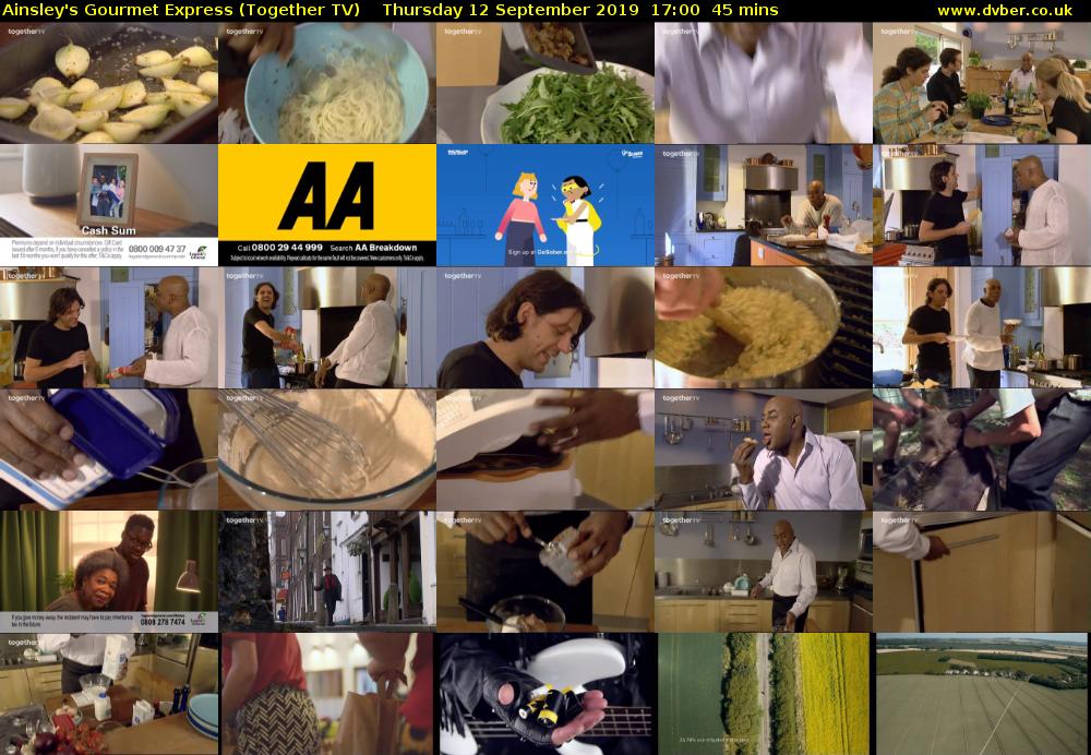 Ainsley's Gourmet Express (Together TV) Thursday 12 September 2019 17:00 - 17:45