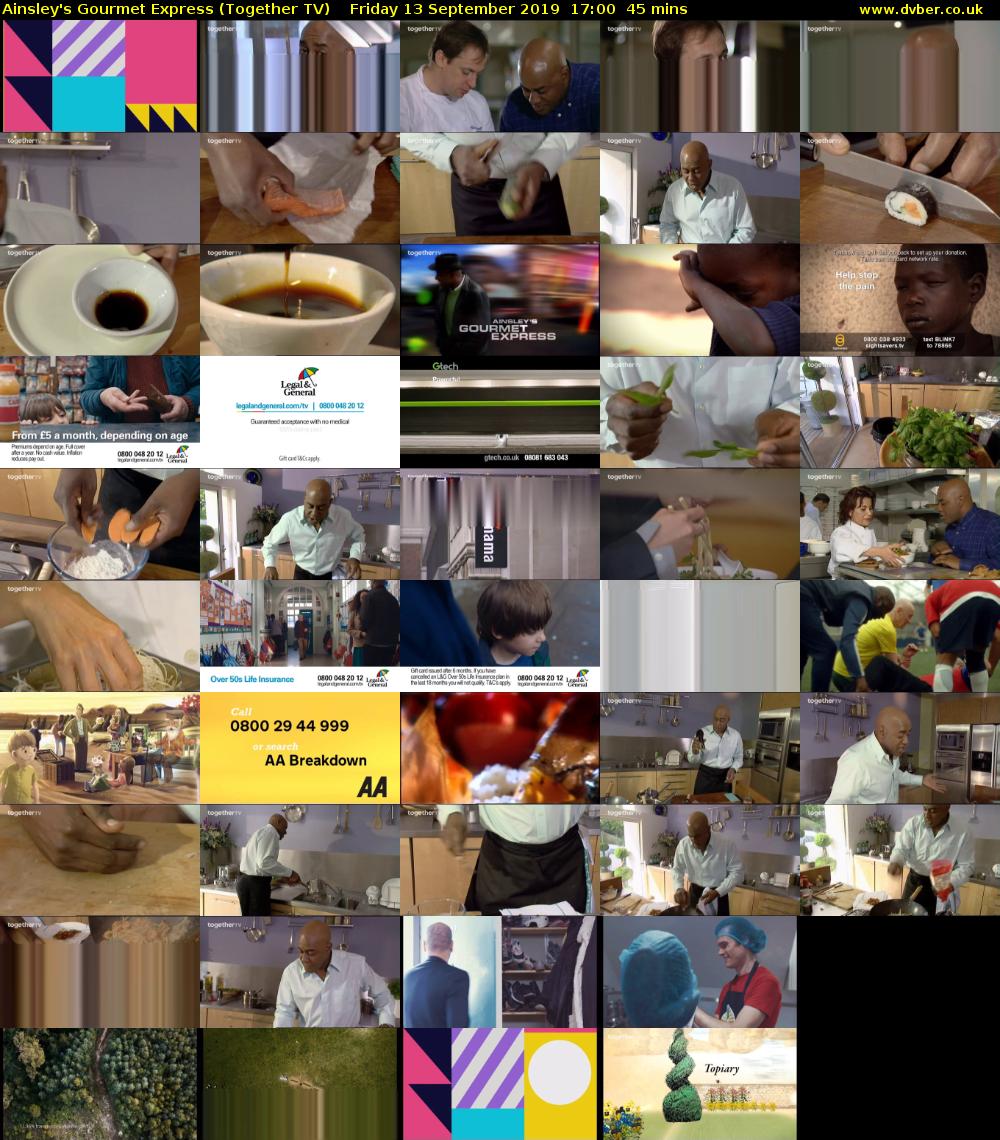 Ainsley's Gourmet Express (Together TV) Friday 13 September 2019 17:00 - 17:45