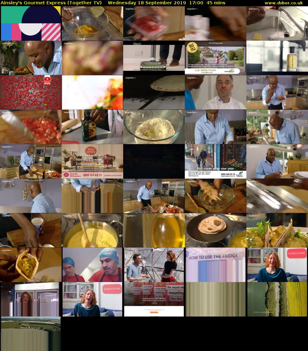 Ainsley's Gourmet Express (Together TV) Wednesday 18 September 2019 17:00 - 17:45