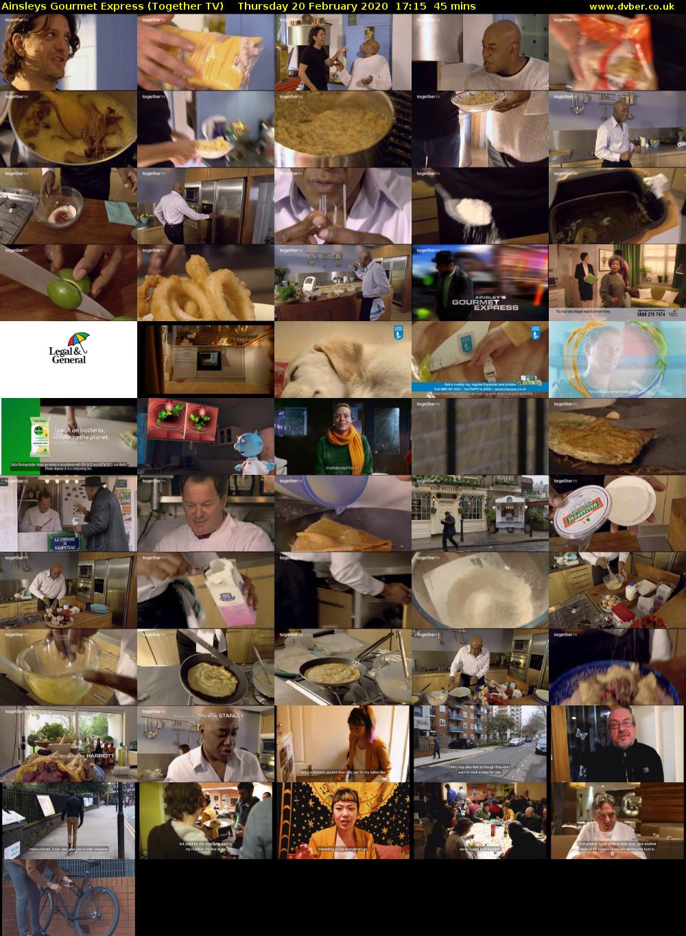 Ainsleys Gourmet Express (Together TV) Thursday 20 February 2020 17:15 - 18:00