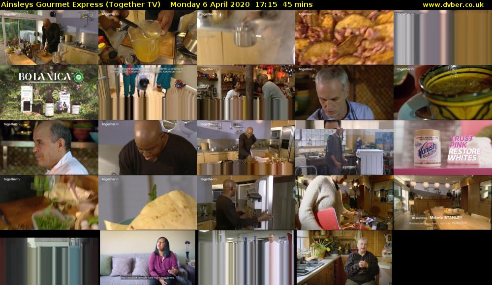 Ainsleys Gourmet Express (Together TV) Monday 6 April 2020 17:15 - 18:00