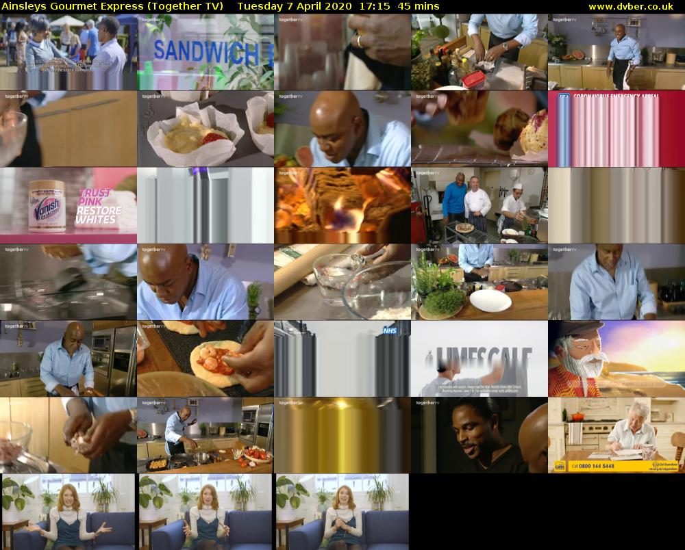 Ainsleys Gourmet Express (Together TV) Tuesday 7 April 2020 17:15 - 18:00
