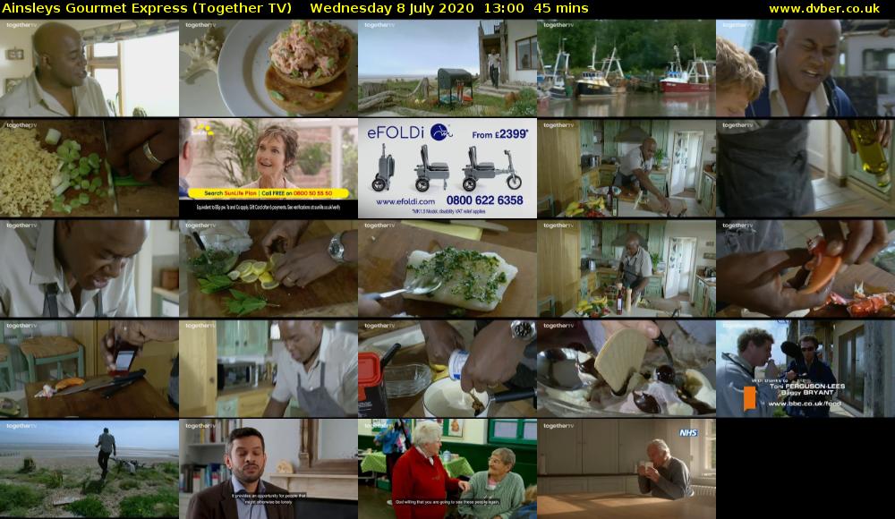 Ainsleys Gourmet Express (Together TV) Wednesday 8 July 2020 13:00 - 13:45