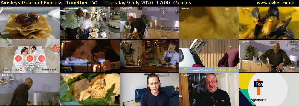 Ainsleys Gourmet Express (Together TV) Thursday 9 July 2020 17:00 - 17:45