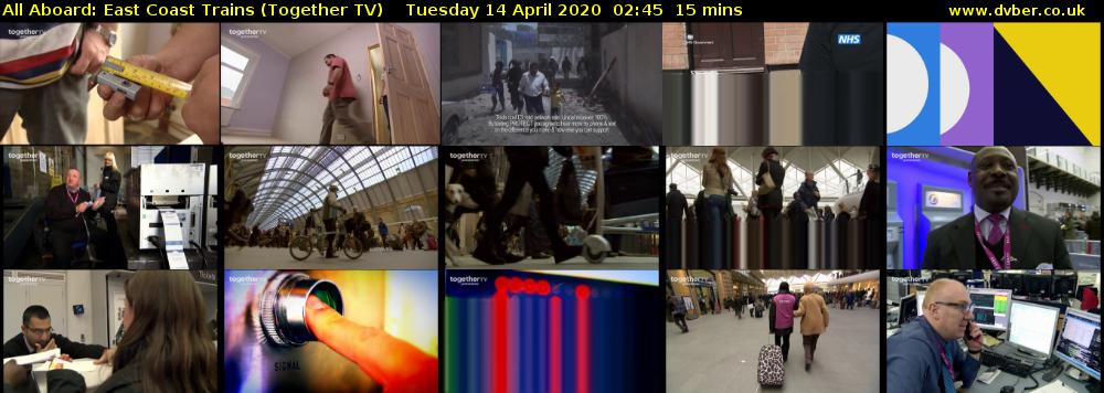All Aboard: East Coast Trains (Together TV) Tuesday 14 April 2020 02:45 - 03:00
