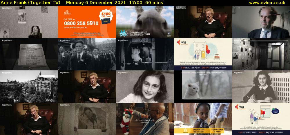Anne Frank (Together TV) Monday 6 December 2021 17:00 - 18:00