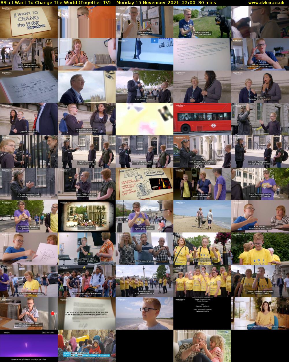 BSL: I Want To Change The World (Together TV) Monday 15 November 2021 22:00 - 22:30